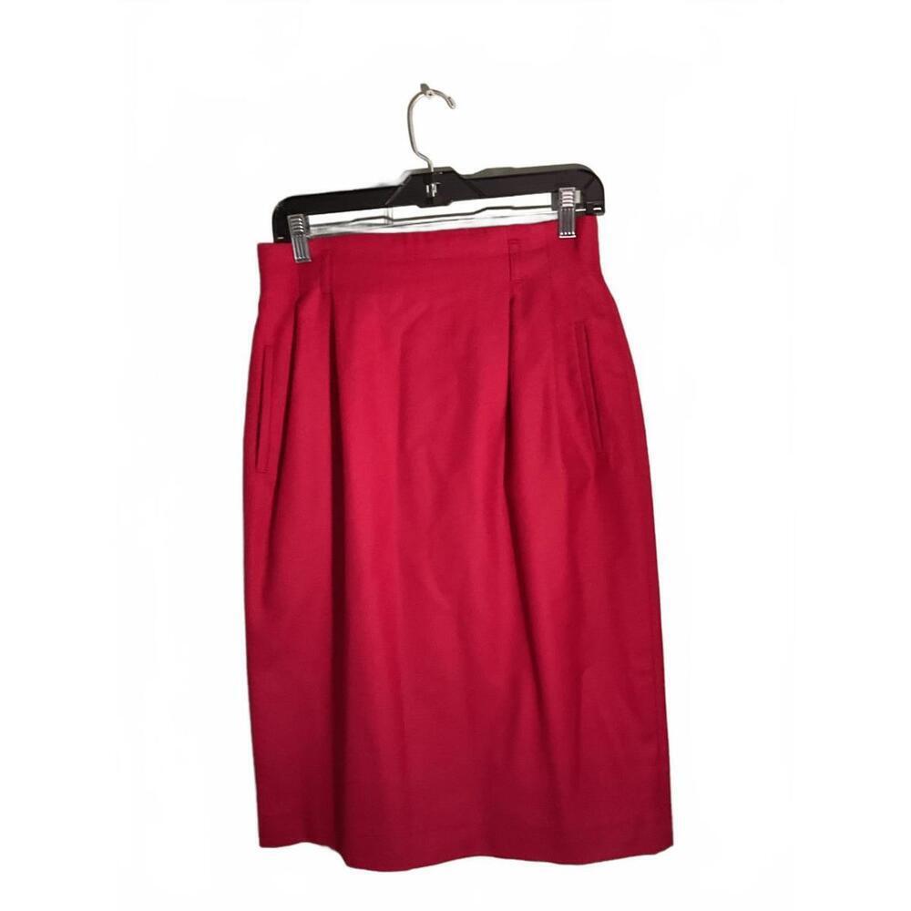 Vintage Jennifer Moore Wool Vibrant Red High waist Aline Midi Skirt Size 12